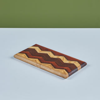 Don Shoemaker Wood Inlaid Chevron Pattern Cutting Board for Señal