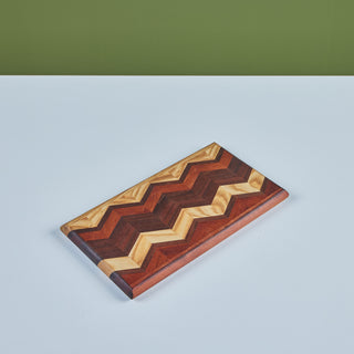 Don Shoemaker Wood Inlaid Chevron Pattern Cutting Board for Señal