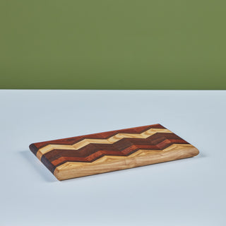 Don Shoemaker Wood Inlaid Chevron Pattern Cutting Board for Señal