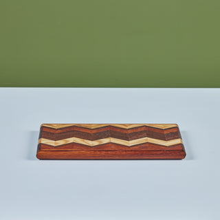 Don Shoemaker Wood Inlaid Chevron Pattern Cutting Board for Señal