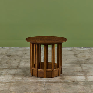 Burl & Walnut Round Side Table for Drexel