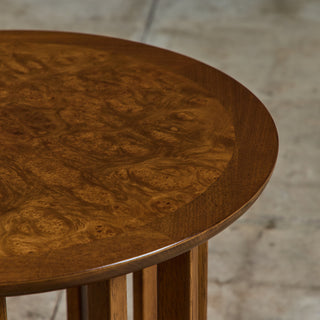 Burl & Walnut Round Side Table for Drexel