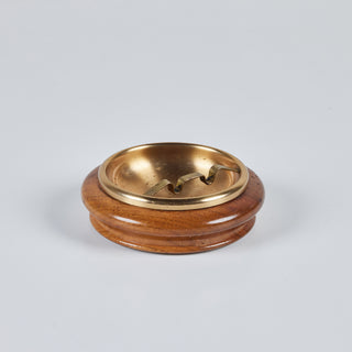 Round Walnut Ashtray with Brass Insert