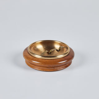 Round Walnut Ashtray with Brass Insert