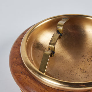 Round Walnut Ashtray with Brass Insert