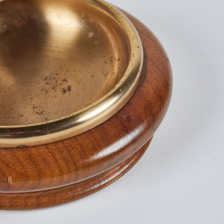 Round Walnut Ashtray with Brass Insert