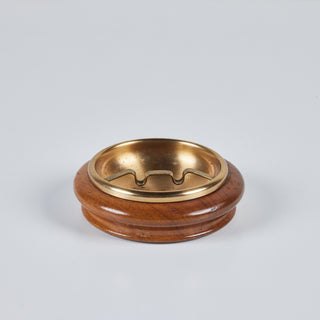 Round Walnut Ashtray with Brass Insert