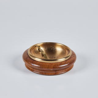 Round Walnut Ashtray with Brass Insert