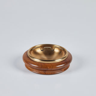 Round Walnut Ashtray with Brass Insert