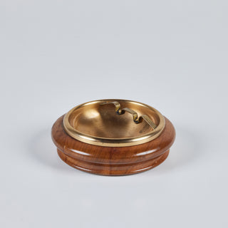 Round Walnut Ashtray with Brass Insert