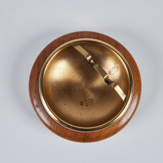 Round Walnut Ashtray with Brass Insert