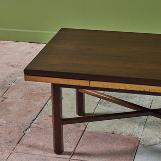 Edward Wormley Walnut Coffee Table with Stone Inlay for Dunbar