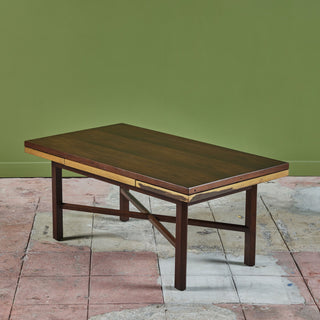 Edward Wormley Walnut Coffee Table with Stone Inlay for Dunbar