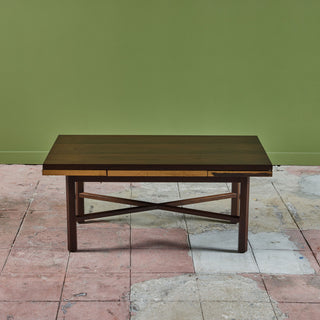 Edward Wormley Walnut Coffee Table with Stone Inlay for Dunbar