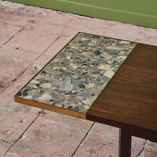 Edward Wormley Walnut Coffee Table with Stone Inlay for Dunbar