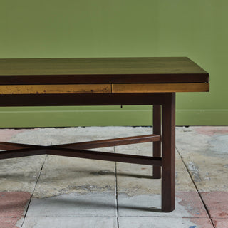 Edward Wormley Walnut Coffee Table with Stone Inlay for Dunbar