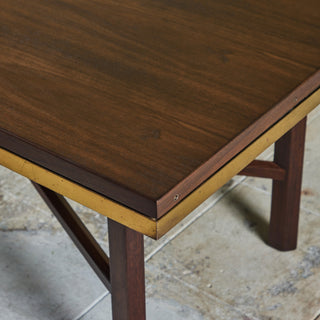 Edward Wormley Walnut Coffee Table with Stone Inlay for Dunbar