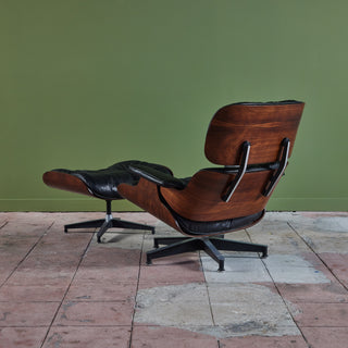 Eames for Herman Miller Rare 1956 First Year Production Lounge Chair with Spinning Ottoman