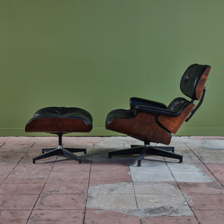 Eames for Herman Miller Rare 1956 First Year Production Lounge Chair with Spinning Ottoman