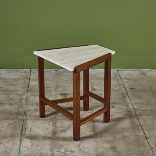 Edward Wormley Travertine Wedge Side Table for Dunbar