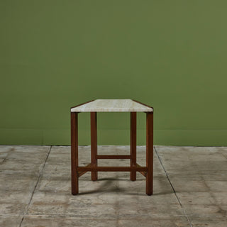 Edward Wormley Travertine Wedge Side Table for Dunbar