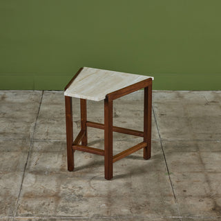 Edward Wormley Travertine Wedge Side Table for Dunbar