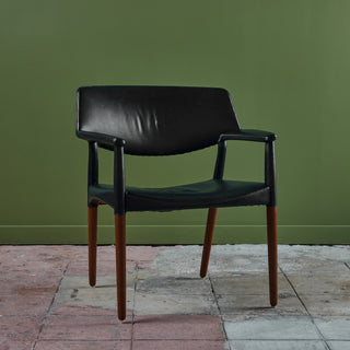 Ejner Larsen & Aksel Bender Madsen Leather Wrapped Teak Chair for Willy Beck