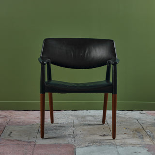 Ejner Larsen & Aksel Bender Madsen Leather Wrapped Teak Chair for Willy Beck