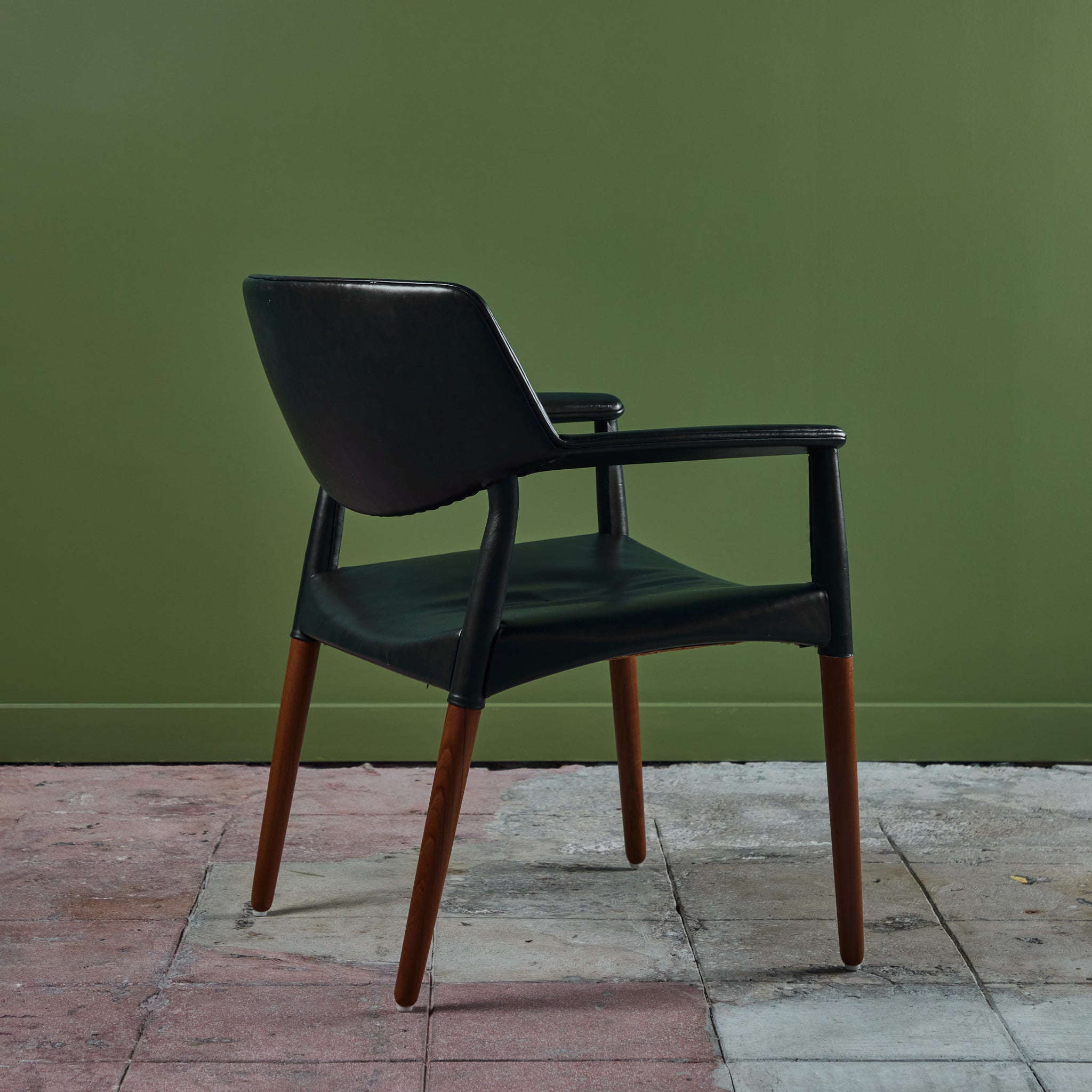 Ejner Larsen & Aksel Bender Madsen Leather Wrapped Teak Chair for Willy Beck