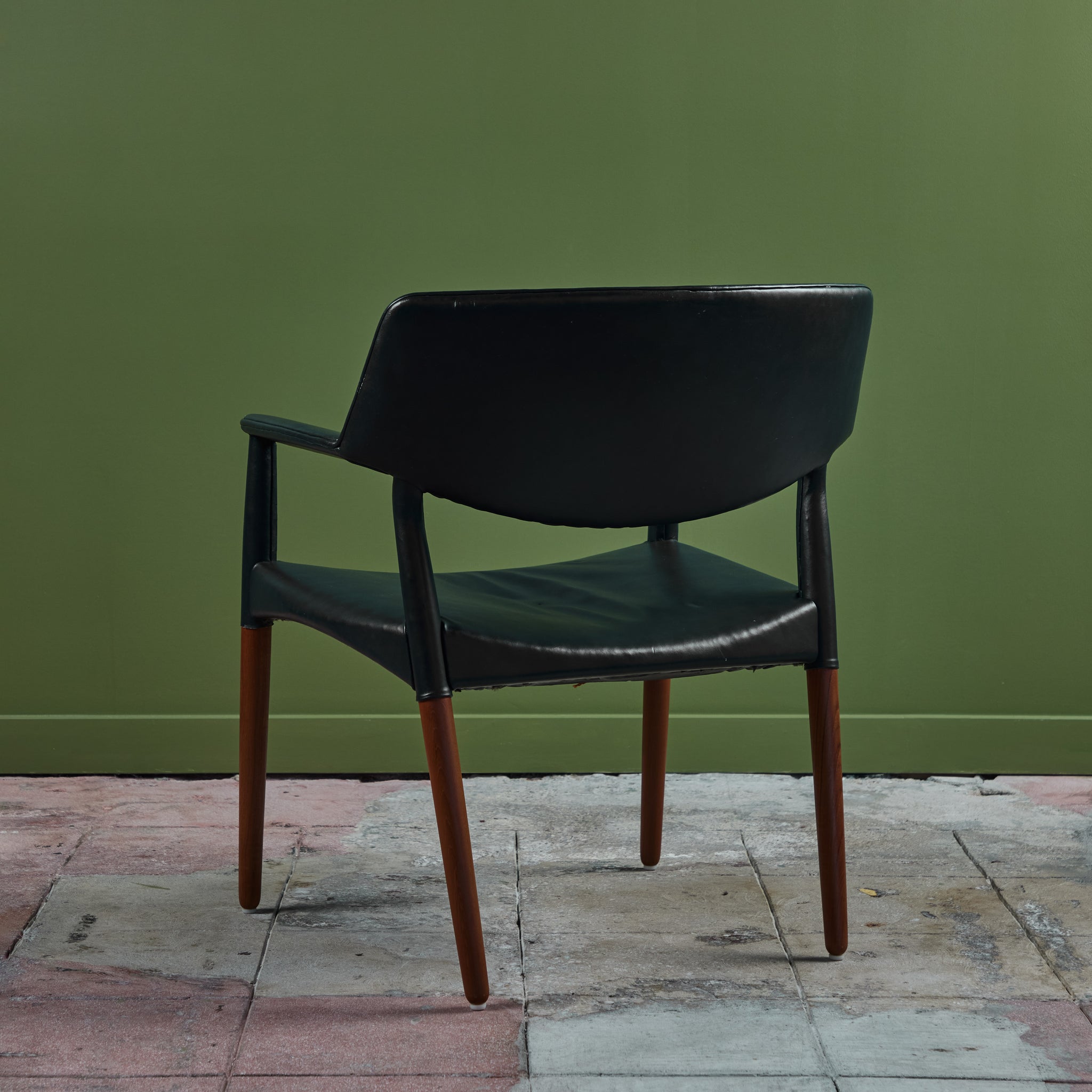 Ejner Larsen & Aksel Bender Madsen Leather Wrapped Teak Chair for Willy Beck