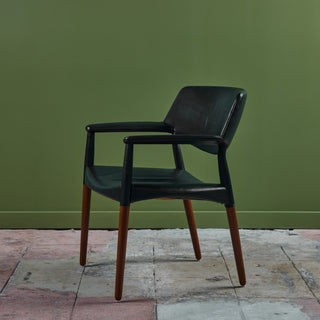 Ejner Larsen & Aksel Bender Madsen Leather Wrapped Teak Chair for Willy Beck