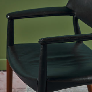 Ejner Larsen & Aksel Bender Madsen Leather Wrapped Teak Chair for Willy Beck