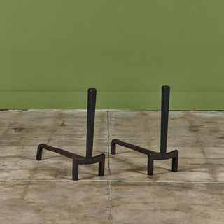 Pair of Brass Andirons by J. Robert Swanson, Pipsan Swanson Saarinen and Eliel Saarinen for Saarinen Swanson Group