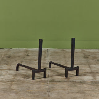 Pair of Brass Andirons by J. Robert Swanson, Pipsan Swanson Saarinen and Eliel Saarinen for Saarinen Swanson Group