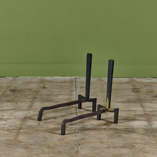 Pair of Brass Andirons by J. Robert Swanson, Pipsan Swanson Saarinen and Eliel Saarinen for Saarinen Swanson Group