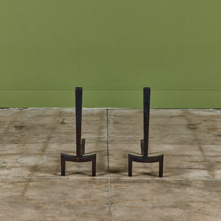 Pair of Brass Andirons by J. Robert Swanson, Pipsan Swanson Saarinen and Eliel Saarinen for Saarinen Swanson Group