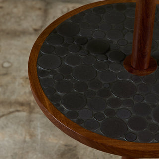 Gordon & Jane Martz Floor Lamp with Black Coin Tile Mosaic Side Table for Marshall Studios