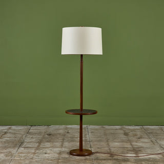 Gordon & Jane Martz Floor Lamp with Black Coin Tile Mosaic Side Table for Marshall Studios