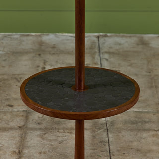 Gordon & Jane Martz Floor Lamp with Black Coin Tile Mosaic Side Table for Marshall Studios