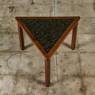 Gordon & Jane Martz Triangular Black Coin Tile Mosaic Side Table