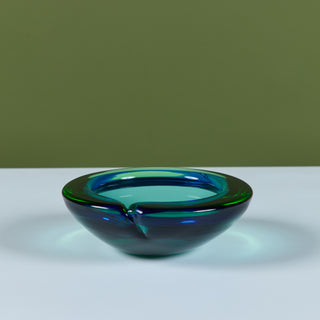 Murano Glass Green and Blue Bowl Ashtray