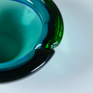 Murano Glass Green and Blue Bowl Ashtray