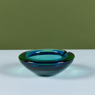 Murano Glass Green and Blue Bowl Ashtray