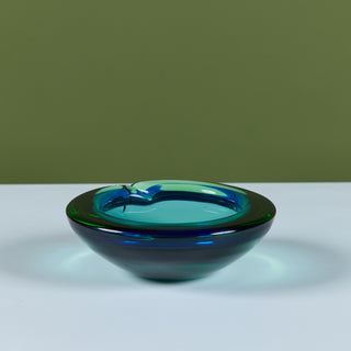 Murano Glass Green and Blue Bowl Ashtray