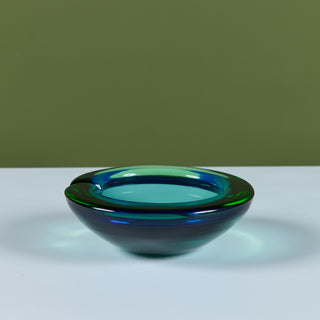 Murano Glass Green and Blue Bowl Ashtray