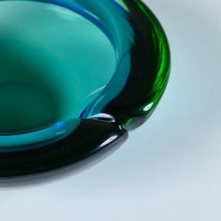 Murano Glass Green and Blue Bowl Ashtray