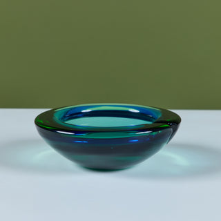 Murano Glass Green and Blue Bowl Ashtray