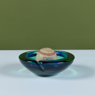 Murano Glass Green and Blue Bowl Ashtray