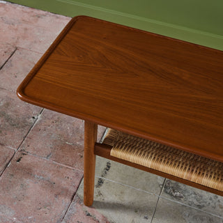 Hans Wegner AT-10 Coffee Table with Cane Shelf for Andreas Tuck