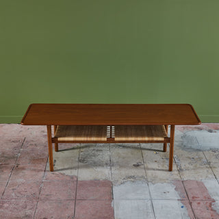 Hans Wegner AT-10 Coffee Table with Cane Shelf for Andreas Tuck